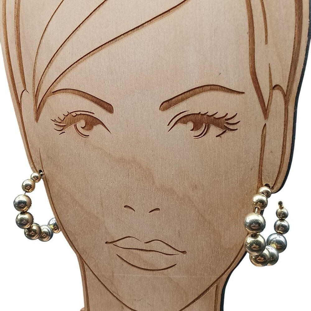 Gold-Tone Vintage Graduated Beaded Hoop Earrings